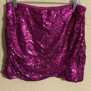 NWT Sincerely Jules Sequin Mini Skirt in Sparkling Magenta Size L